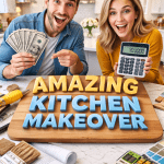 Excited couple celebrates kitchen transformation